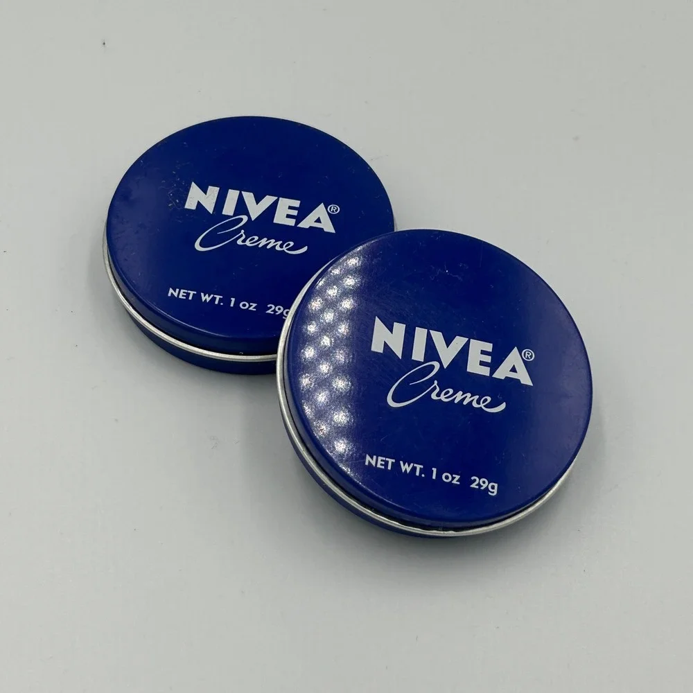 Nivea Creme Moisturizer Unisex 1oz Blue New‎ Travel Size Tin Lot of 2